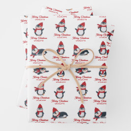 Schattigee Pinguïns Winter Vrolijk Kerstfeest Cust Inpakpapier Vel
