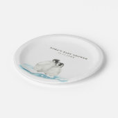 Schattigee pinguïns winterpoolgebied papieren bordje (Gekanteld)