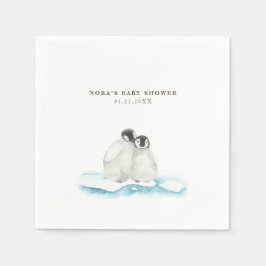 Schattigee pinguïns winterpoolgebied servet