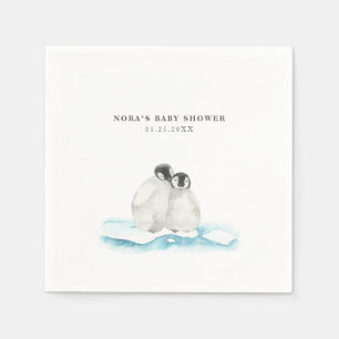 Schattigee pinguïns winterpoolgebied servet