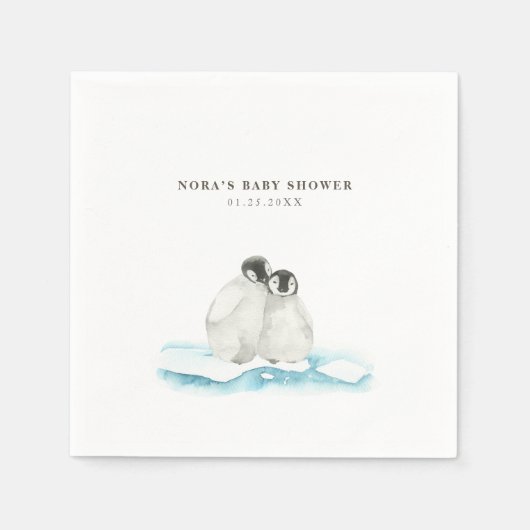 Schattigee pinguïns winterpoolgebied servet (Voorkant)