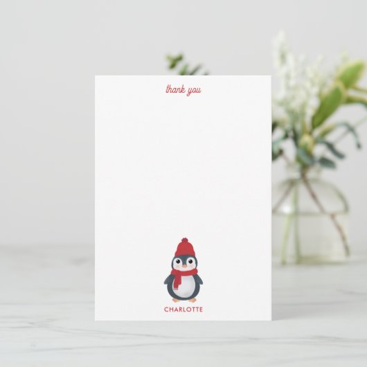 Schattigee pinguïns wintervogels Arctic Christmas Bedankkaart (Staand voorkant)
