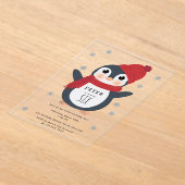 Schattigee Pinguïns Wintervogels Arctische dieren Acryl Uitnodigingen (Laagn)