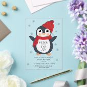 Schattigee Pinguïns Wintervogels Arctische dieren Acryl Uitnodigingen (Insitu (Huwelijk))