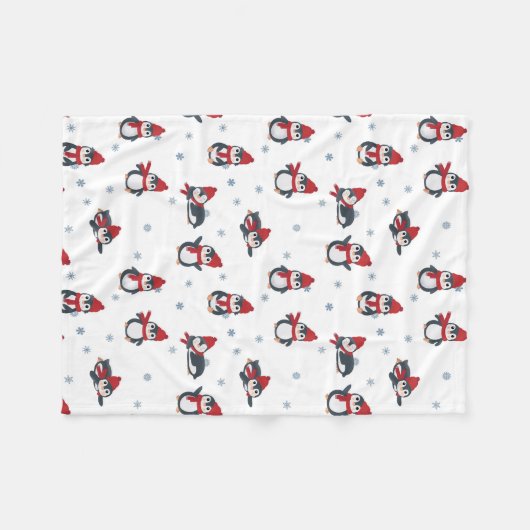 Schattigee pinguïns wintervogels fleece deken (Voorkant (Horizontaal))