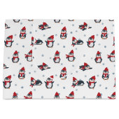 Schattigee pinguïns wintervogels pooldieren groot cadeauzakje (Voorkant)