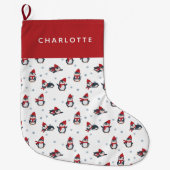 Schattigee pinguïns wintervogels pooldieren grote kerstsok (Voorkant)