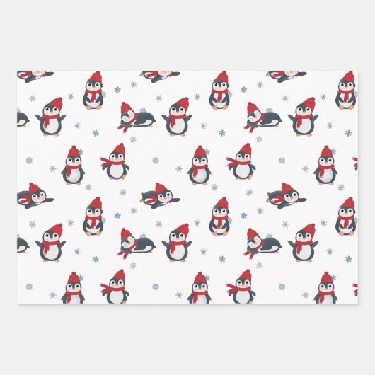 Schattigee pinguïns wintervogels pooldieren inpakpapier vel (Voorkant 2)