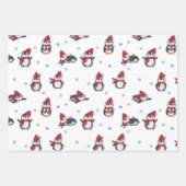 Schattigee pinguïns wintervogels pooldieren inpakpapier vel (Voorkant)