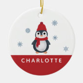 Schattigee pinguïns wintervogels pooldieren keramisch ornament (Voorkant)