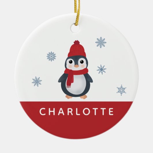 Schattigee pinguïns wintervogels pooldieren keramisch ornament (Voorkant)