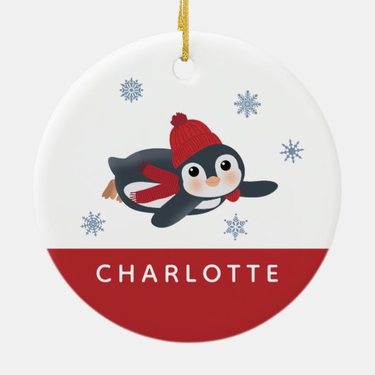 Schattigee pinguïns wintervogels pooldieren keramisch ornament (Achterkant)