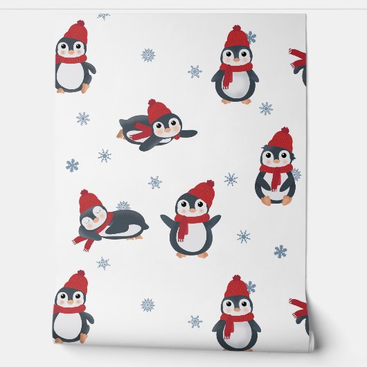 Schattigee pinguïns wintervogels pooldieren Kinder Behang (Afrollen)