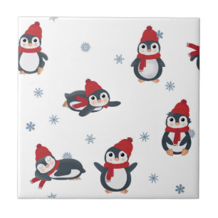 Schattigee pinguïns wintervogels pooldieren Kinder Tegeltje