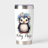 Schattigee pinguïns wit aangepaste naam & Initiale Geïsoleerde Drinkbeker (Voorkant)