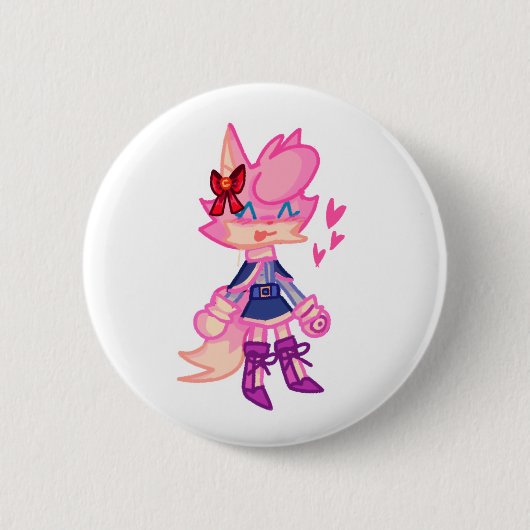 Schattigee PInk Anthro Cartoon Button (Voorkant)