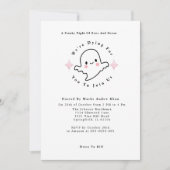 Schattigee Pink Boos en Booze Ghost Halloween Part Kaart (Voorkant)