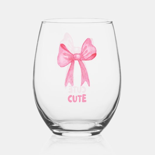 "SCHATTIGEE" Pink Bow Drinkware Set. blikglas Wijnglas Zonder Voet (Voorkant)