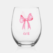 "SCHATTIGEE" Pink Bow Drinkware Set. blikglas Wijnglas Zonder Voet (Achterkant)