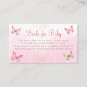 Schattigee Pink Butterflies Baby shower Boeken voo Informatiekaartje (Voorkant)