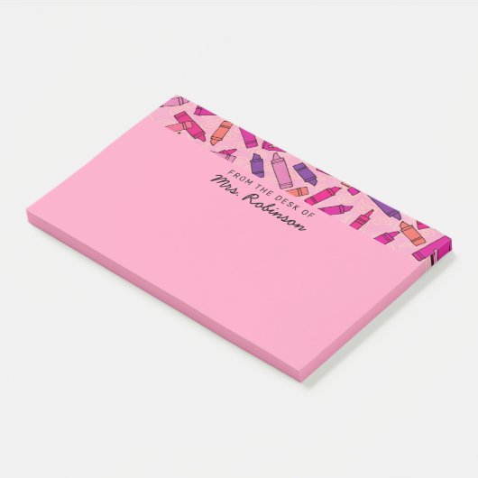Schattigee Pink Crayons Teacher Van het Bureau van Post-it® Notes (Schuin)