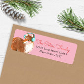 Schattigee Pink Fox Dierenvakantie Kerstmis Etiket
