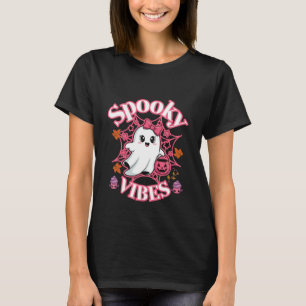 Schattigee Pink Ghost Spooky Vibes Art T-shirt