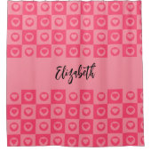 Schattigee Pink Heart Circle Square Pattern Script Douchegordijn (Voorkant)