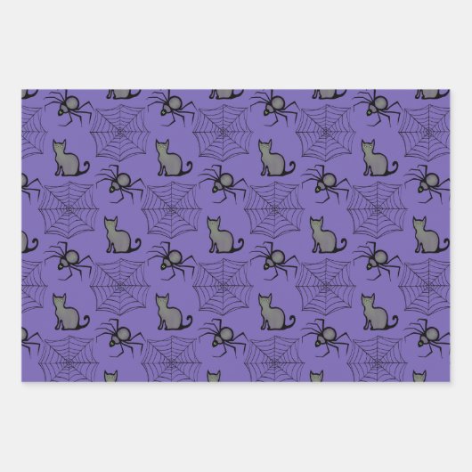 Schattigee PInk Paarse Cat Spider Wrapping Papier  Inpakpapier Vel (Voorkant 2)