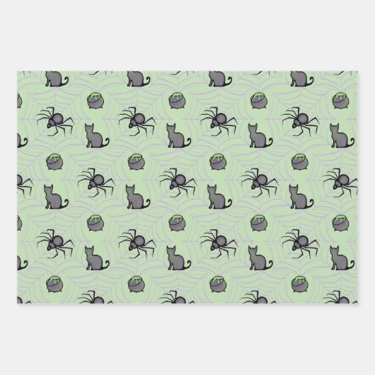 Schattigee PInk Paarse Cat Spider Wrapping Papier  Inpakpapier Vel (Voorkant 3)