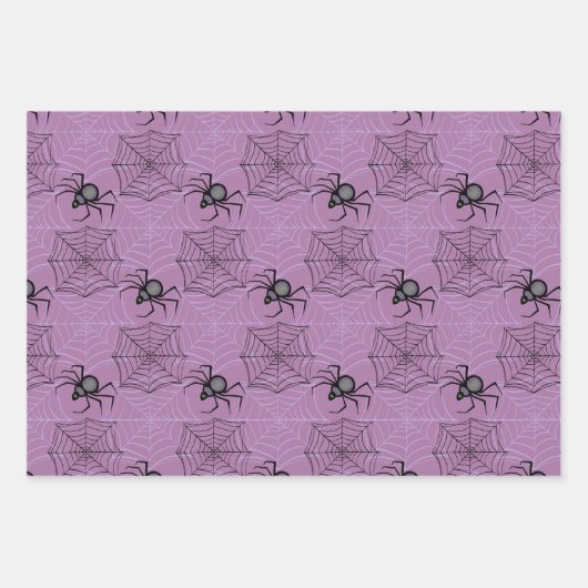 Schattigee PInk Paarse Cat Spider Wrapping Papier  Inpakpapier Vel (Voorkant)