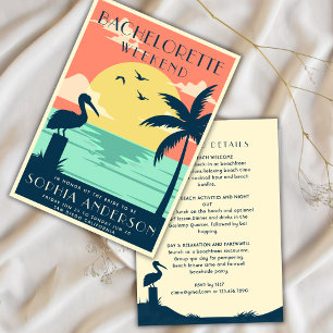 Schattigee PInk Tropical Bachelorette Weekend Part Kaart