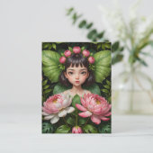 Schattigee pioenenfee briefkaart (Staand voorkant)