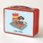 Schattigee Pirate Boy Captain op vlot Kinder geper (Voorkant)