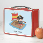 Schattigee Pirate Boy Captain op vlot Kinder geper (In situ)