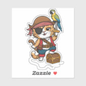 Schattigee Pirate Cat Sticker - Kat met Pirate Pet (Vel)