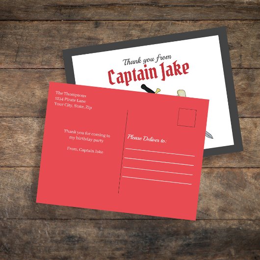 Schattigee Pirate Simple Bedankt Custom Briefkaart