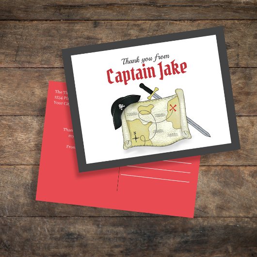 Schattigee Pirate Simple Bedankt Custom Briefkaart