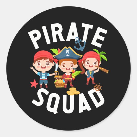 Schattigee Pirate Squad Pirate Crew Ronde Sticker (Voorkant)