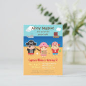 Schattigee Pirate thema Kids Verjaardagsfeest Uitn Kaart (Staand voorkant)