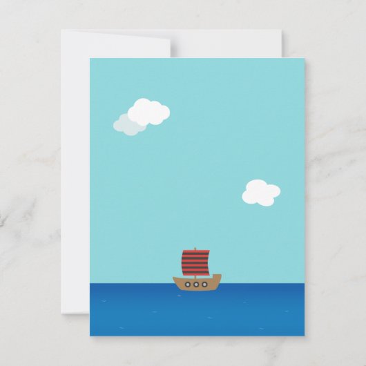 Schattigee Pirate thema Kids Verjaardagsfeest Uitn Kaart (Achterkant)