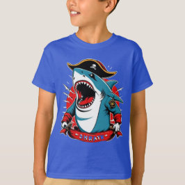 Schattigee piratenhaai op een boot T-Shirt