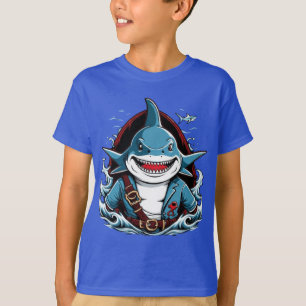 Schattigee piratenhaai op een boot T-Shirt