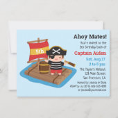 Schattigee piratenjongen op zeilboot vlot verjaard kaart (Voorkant)