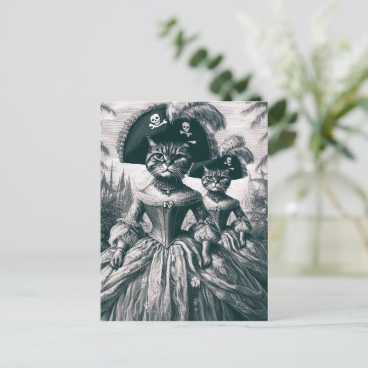 Schattigee piratenkatten briefkaart (Staand voorkant)