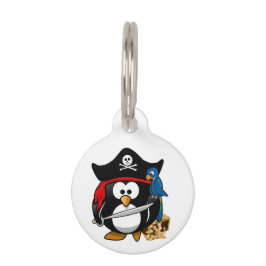Schattigee Piratenpinguïn met papegaai Huisdierpenning