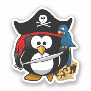 Schattigee Piratenpinguïn met papegaai Sticker