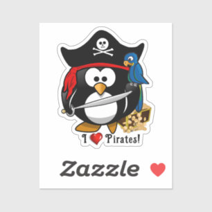Schattigee Piratenpinguïn met papegaai Sticker