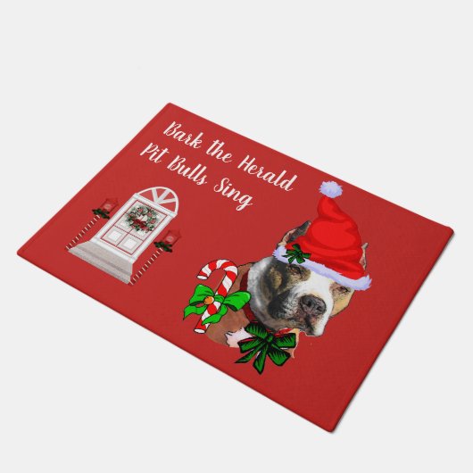 Schattigee Pit Bull Christmas Deurmat (Schuin)