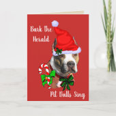 Schattigee Pit Bull Christmas Feestdagen Kaart (Voorkant)
